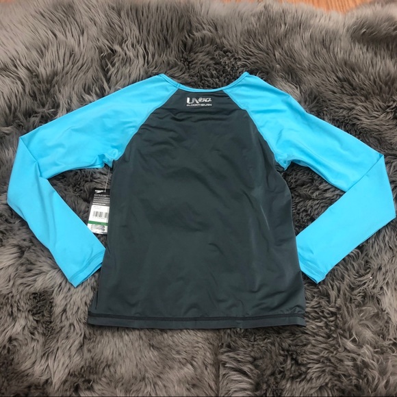 Speedo | Kid's Long Sleeve Swim Shirt | Blue & Grey | Large - Picture 2 of 2